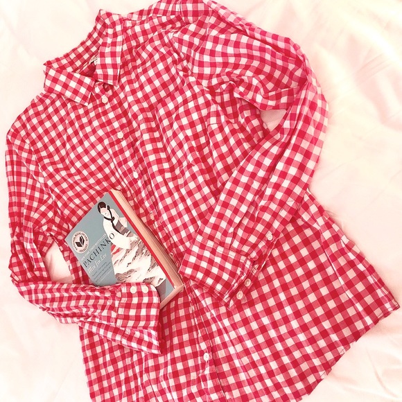 J. Crew Tops - J.Crew Pink Gingham Blouse